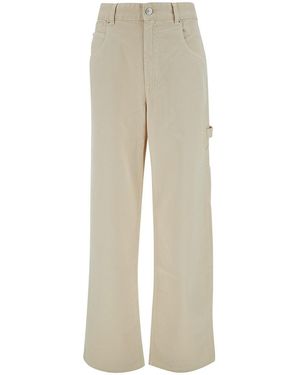 Isabel Marant 'Bymara' Five-Pocket Jeans With Logo Patch - Natural