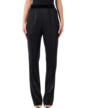 Tom Ford Stretch Silk Satin Pj Pants - Black