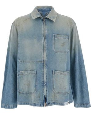 Golden Goose Journey M's Mackenzie Work Jacket Full Zip Cotton Denim Officina Wash - Blue