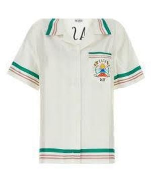 CASABLANCA Cuban Collar Short Sleeve Shirt - Green
