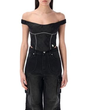 MISBHV Monogram Nylon Corset Top - Black