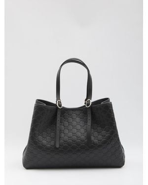 Gucci Gg Emblem Large Shopping Bag - Black