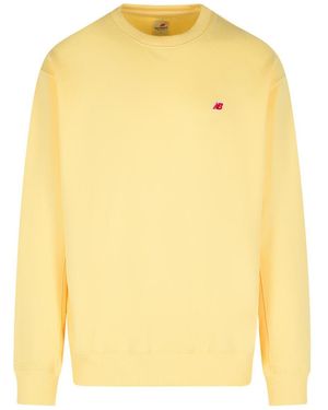 New Balance Cream Cotton Sweatshirt - Yellow