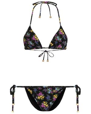 Dolce & Gabbana Dolce & Gabbana Floral Bikini Top - Black