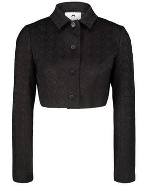 Marine Serre Moon Diamant Jacquard Cropped Jacket - Black
