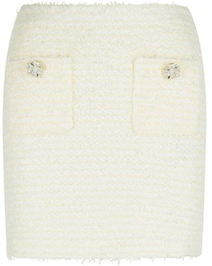 Self-Portrait 'Boucle' Cream Cotton Blend Miniskirt - Natural