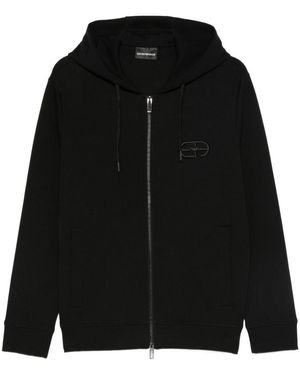 Emporio Armani Logo Cotton Hoodie - Black