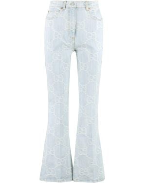 Gucci Flared Stretch Cotton Jeans - Blue