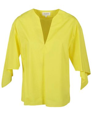 Psophia Cotton V-neck Top - Yellow