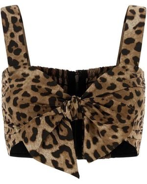 Dolce & Gabbana Printed Poplin Top - Brown