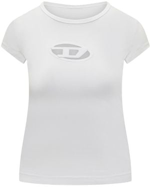 DIESEL T-Shirt With Cut-Out Logo - White