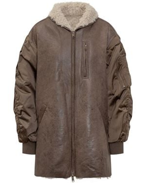 Isabel Marant Evina Oversized Shearling And Nylon Jacket - Brown