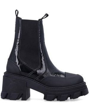 Ganni Cleated Heeled Mid Chelsea Boots - Blue