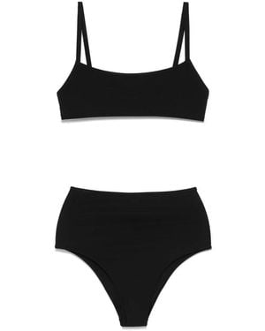 Lido Bikini / Straight Neckline Top / High Waist Bottom - Black