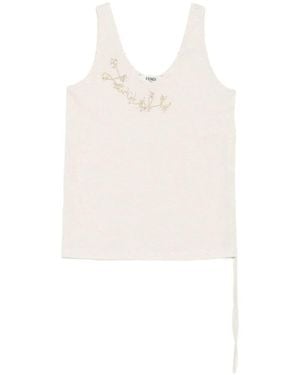 Fendi Embellished Tank Top Clothing - White