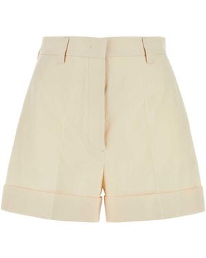 Miu Miu Sand Cotton Shorts - Natural