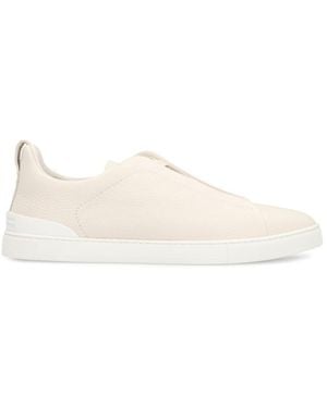 ZEGNA Slip-On Trainers Triple Stitch - White