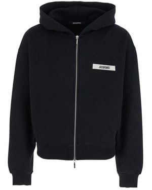 Jacquemus Le Hoodie Zip Gros Grain - Black
