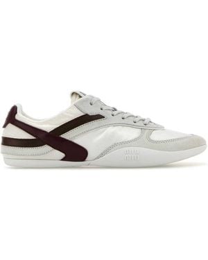 Miu Miu Two-Tone Tech Fabric And Suede Gymnasium Trainers - White