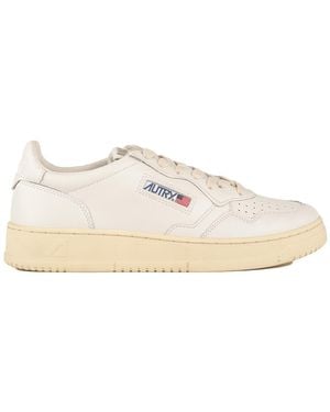 Autry Medalist Low Leather Trainers - Natural