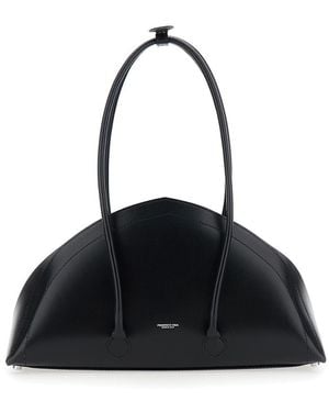 FEDERICO CINA 'tortellino' Black Shoulder Bag With Double Top Handles In Leather Woman