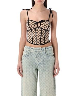 MISBHV Monogram Coquette Corset Top - Blue