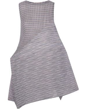 Issey Miyake "Generic Stripes" Machine Pleats Dress - Gray