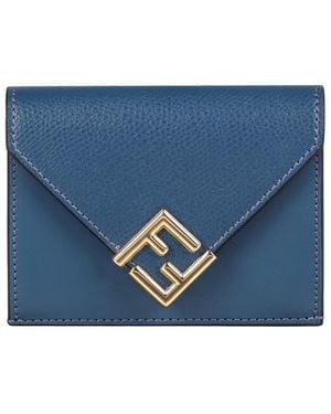 Fendi Ff Diamonds Leather Wallet - Blue