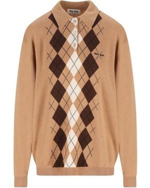 Miu Miu T-Shirt And Polo Shirt - Natural