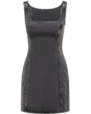 Marine Serre Marine Greenhouses Short Denim Dress With Crescent Details - Gray
