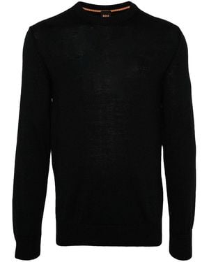 BOSS Wool-Blend Crew Neck Sweater - Black