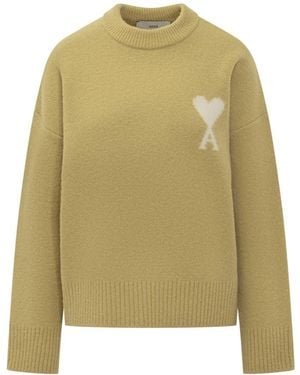 Ami Paris Ami Alexandre Mattiussi Sweater With Heart Logo - Green