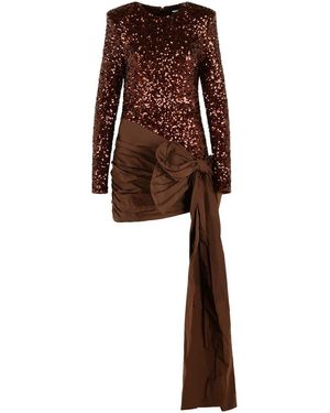 ROTATE BIRGER CHRISTENSEN Mini Dress With Polyester Bow - Brown