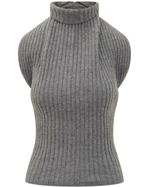 Victoria Beckham Sleeveless High Neck Top - Gray
