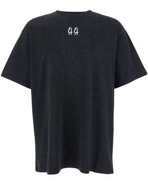 M44 LABEL GROUP 'Fossil' Crewneck T-Shirt With Logo Detail On The Front And Maxi Logo Print On The Rear - Black