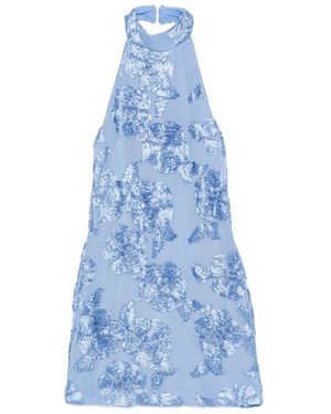 ROTATE BIRGER CHRISTENSEN Short Light Dress With Floral Embroidery - Blue