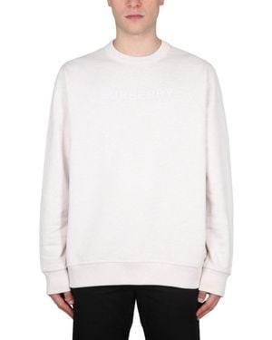 Burberry Logo Sweatshirt With Ribbed Accents - White