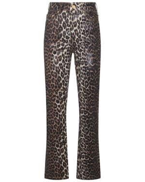 Ganni Leopard Cotton Jeans - Grey