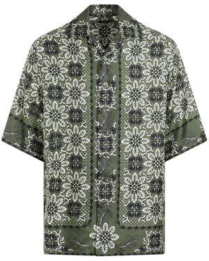Etro Silk Floral & Geometric Pattern Shirt - Green