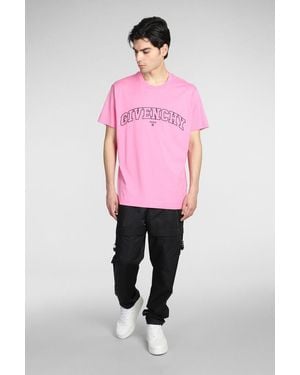Tシャツ・カットソー GIVENCHY Men T Shirts BM71MG 3YPD272 Pink Givenchy Men's College Embroidered Logo T-Shirt in Old Pink