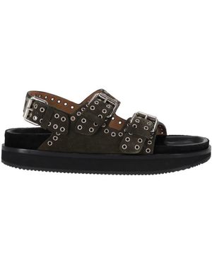 Isabel Marant Ophie Leather Sandals Khaki - Black