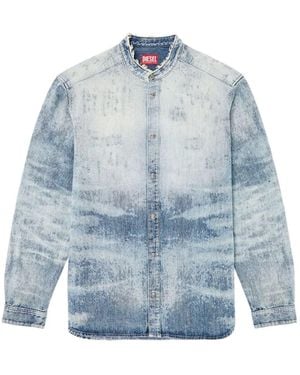 DIESEL Denim Shirt With Mandarin Collar - Blue