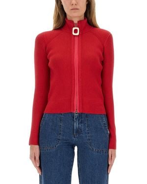 JW Anderson Fitted Cardigan With Zipper - Red
