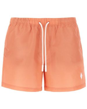 Marcelo Burlon Peach Polyester Swimming Shorts - Pink