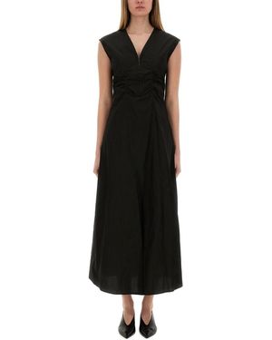 Alysi Long Poplin Dress - Black