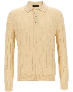 Zanone Braided Wool Polo Shirt - Natural