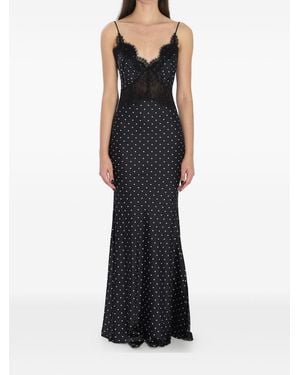 Self-Portrait Polka Dot Long Dress - Black