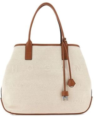 Hogan Script Medium Canvas Tote - Natural