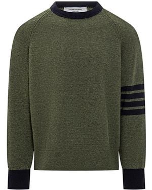 Thom Browne Green Jumper With Contrast Detailing