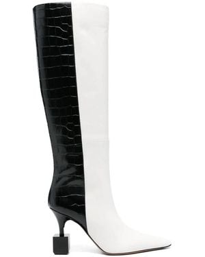 Jacquemus Crocodile-Embossed Knee-High Boots - White